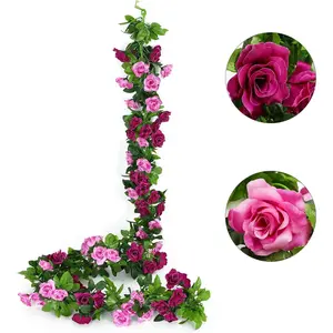 2 Pack (15.8FT)  Rose Garland, Artificial Rose Vines  Hanging Silk Rose Vine Wedding Home Backdrop Party Arch Arrangement Decoration