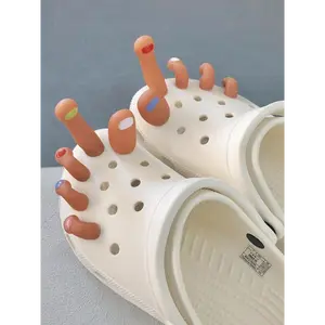 (New)Novelty Cartoon Toes Design Shoe Decoration, 10 Counts Cute Shoe Decoration, Creative Shoe Decoration for Clogs