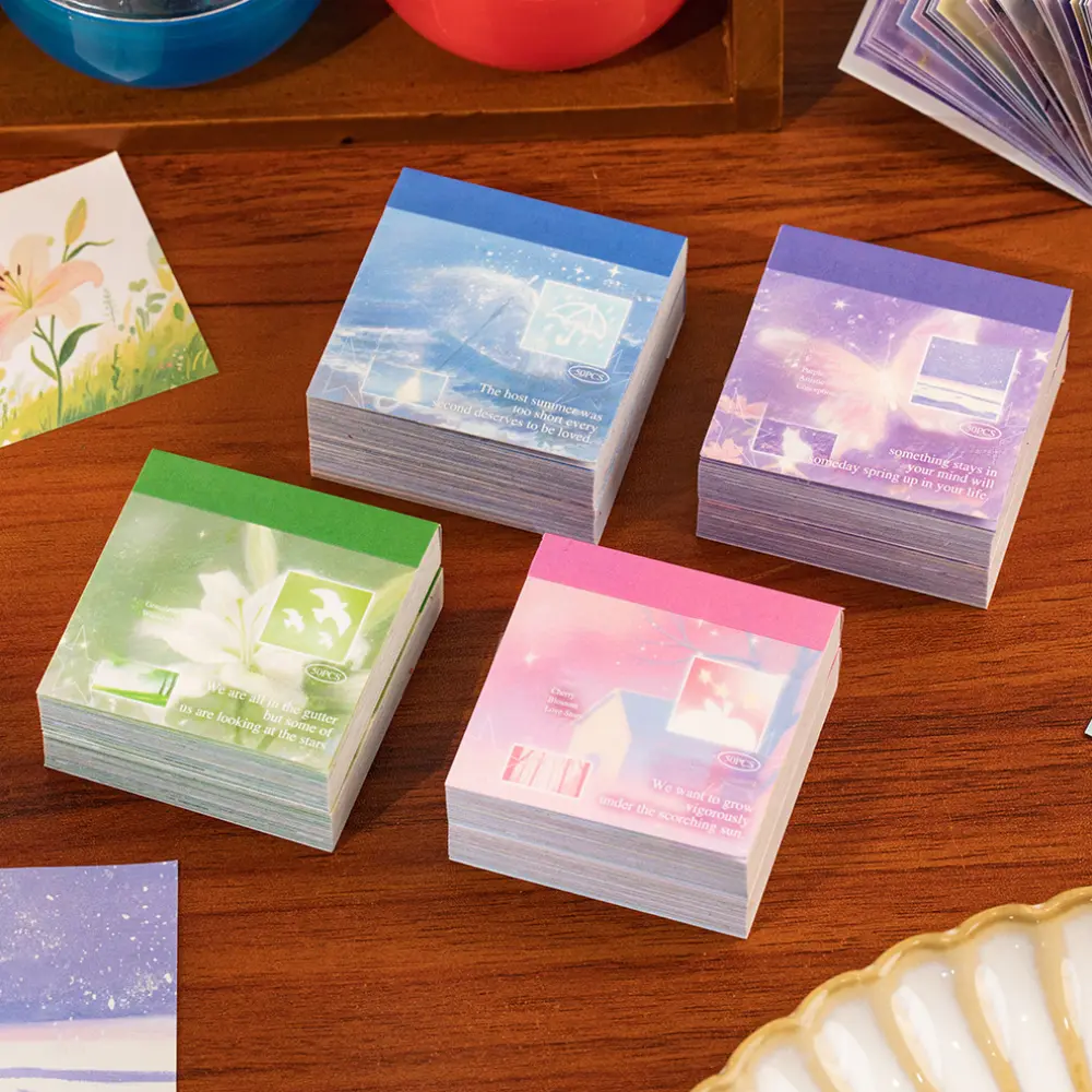 Dreamy Minimalist Mini Sticky Note Pads (200 Pads) - Various Patterns, Adhesive Writable Paper, Decorative Stickers for DIY Journal, Office Supplies