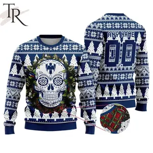 LIGA MX C.F. Monterrey Special Sugar Skull Christmas Ugly Sweater
