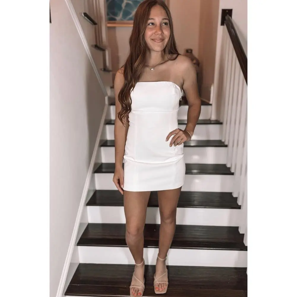 Strapless Ribbon Detailed Dress
