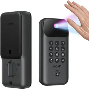 Lockin Veno Go Smart Deadbolt Lock with Palm Vein Recognition, ANSI Grade 3, WiFi, Matter, 5 Unlock Methods, 7-Month Rechargeable Battery, IP53 Waterproof, Keyless Entry Door Lock