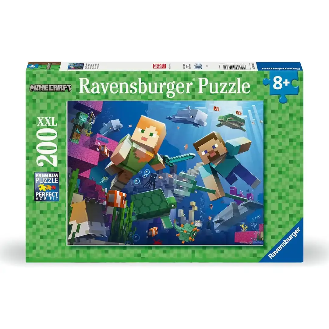 Ravensburger Minecraft 200-Piece Building Block Puzzle - Glare-Free Linen Finish Surface, Uniquely Shaped Precision-Cut Interlocking Pieces, Beginner-Friendly Puzzle Building Toy for Ages 12+, Gifting