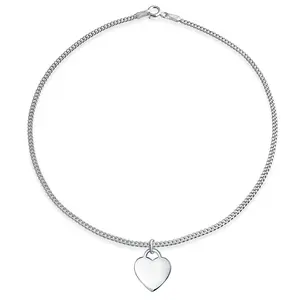 Tiny ABC Heart Initial Alphabet Anklet Ankle Bracelet Sterling Silver 9-10 Inch Trendy Fine Jewelry