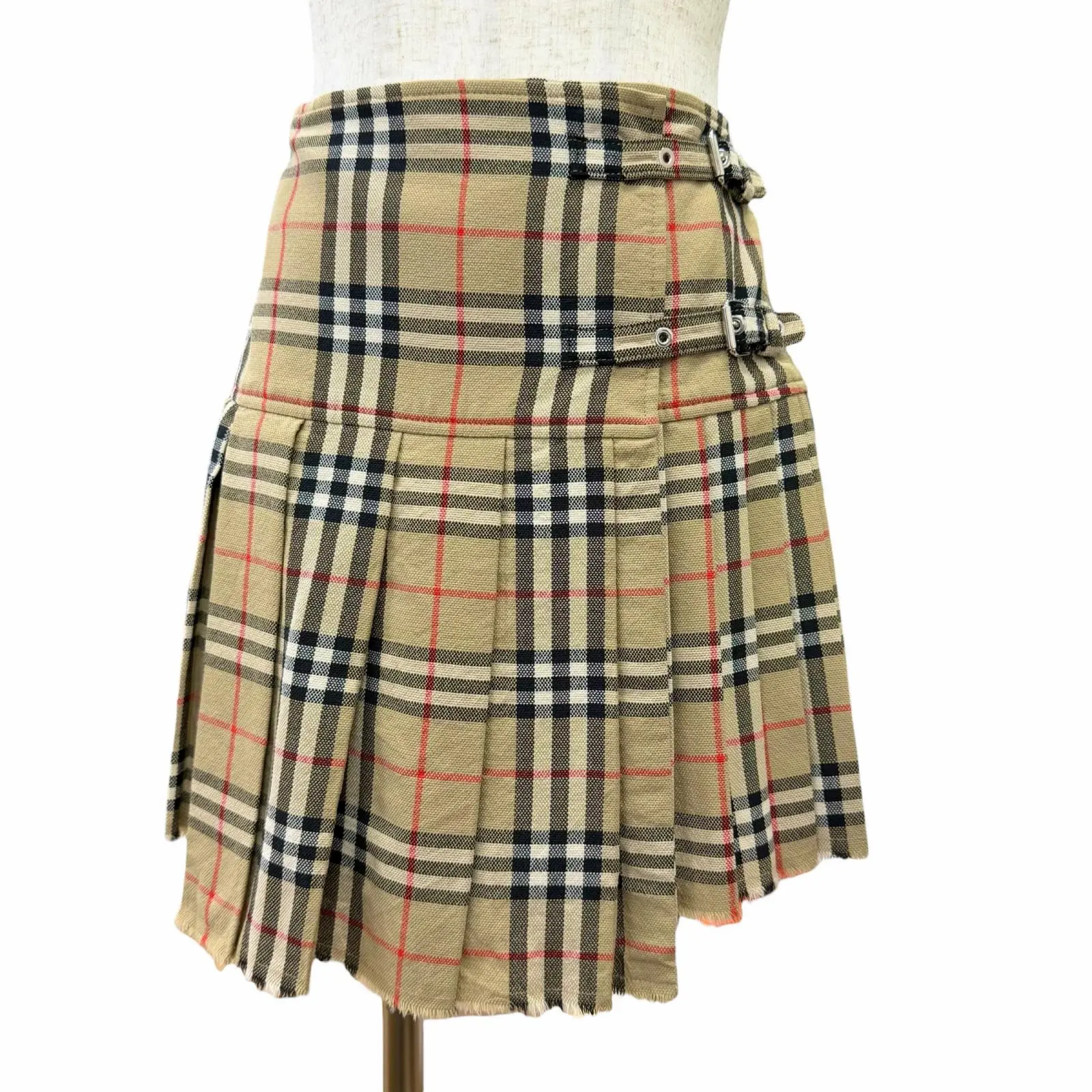 Pre-owned BURBERRY Cotton Small Leather Goods Nova Check Pleated Wrap Skirt