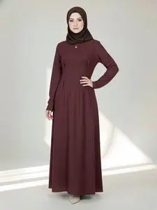 Fashion Elegant Ruched Back Belted Zipper Long Dress, Fitted Plain Design, Women's Stylish Evening Wear, Modest Style Dress, Perfect for Parties and Events