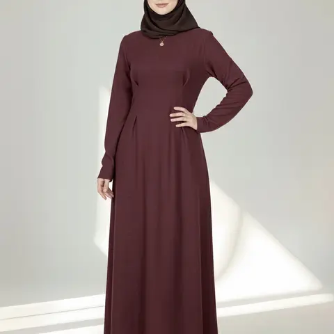 Ruched Back Belted Zipper Long Dress, Fitted Modest Solid Color Design, Women's Evening Wear, Perfect for Parties and Events, Muslim Evening Dress, Modest Dresses, Modesty Muslim Clothing, Modest Fashion