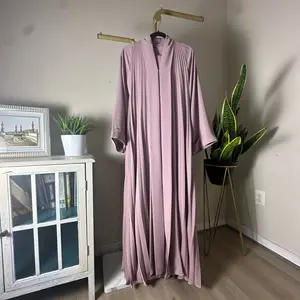 Pleated Blush Pink Abaya - Long Sleeve, Comfortable Fit, Ideal for Various Occasions, Versatile Design for Everyday Wear