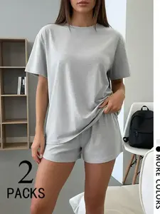 Back-To-School Y2K Loose Fit Set, Short Sleeve + Shorts, Oversized Soft Fabric, Comfortable for Classroom & Dorm, Campus Style