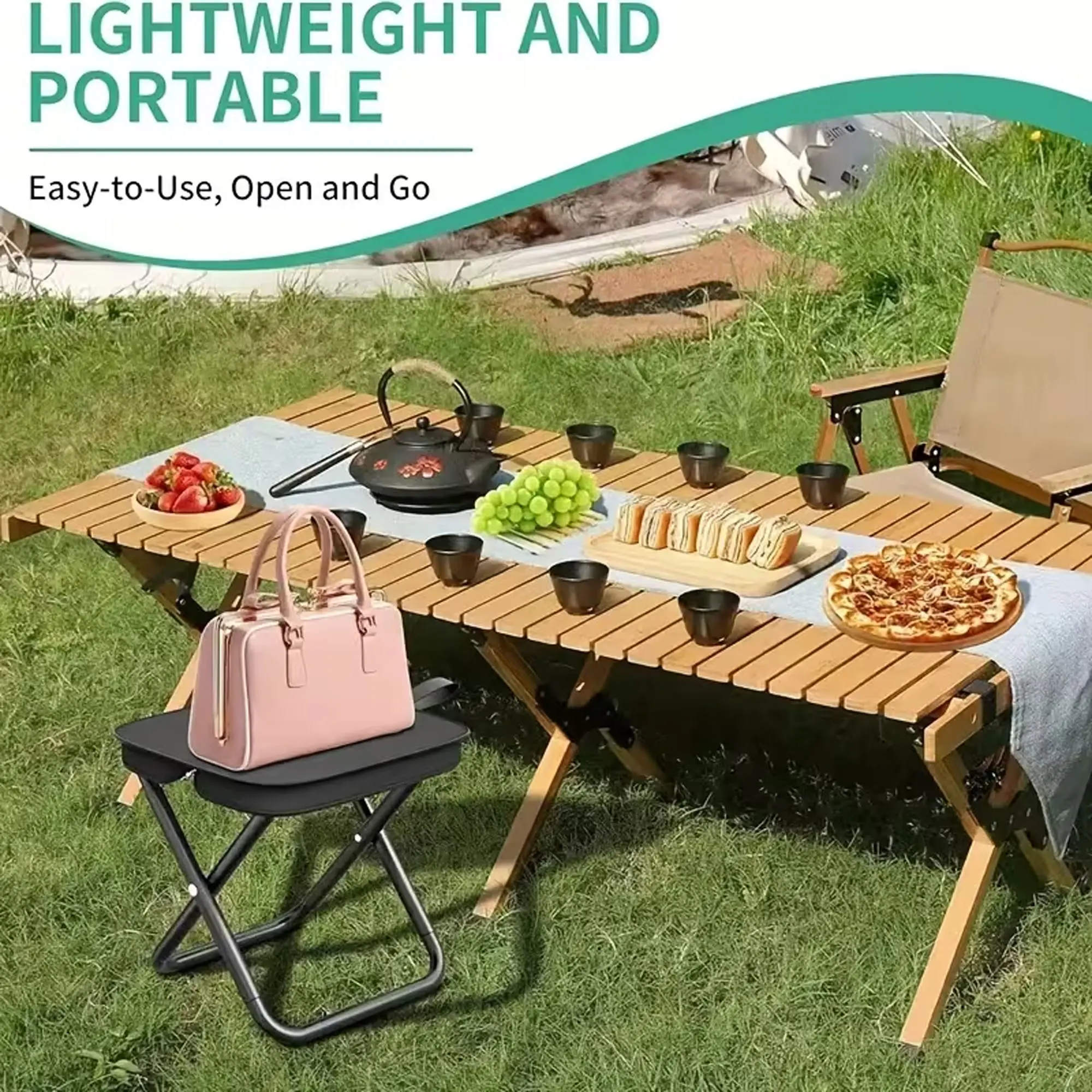Ultra-portable folding camping stool with sturdy 120KG weight capacity. Super lightweight and space-saving, instant setup without complicated assembly. Ideal companion for camping, fishing, hiking, travel and outdoor picnics.