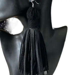 Faux Leather Tassel Earrings