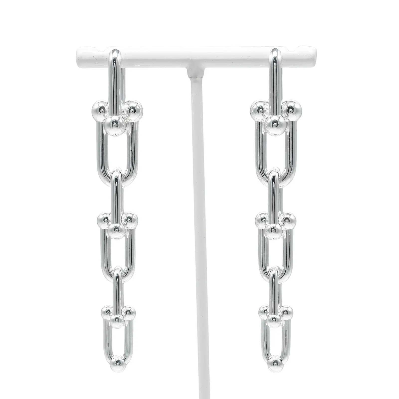 Pre-owned Tiffany & Co. Sterling Silver 925 (Ag925) Small Leather Goods TIFFANY&Co. HardWear Graduated Link Silver Earrings