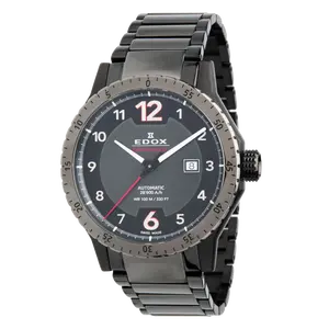 EDOX - Stainless Steel Black Dial Men's Automatic Watch - 80094 37GNM NR1