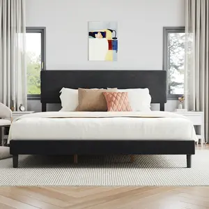 Novilla Black Velvet Full/Queen/King Size Upholstered Bed Frame, Pull Point Tufted Headboard Design, Sturdy Heavy-Duty Feet Support, No Box Spring Needed, Simple DIY Assembly Platform Bed