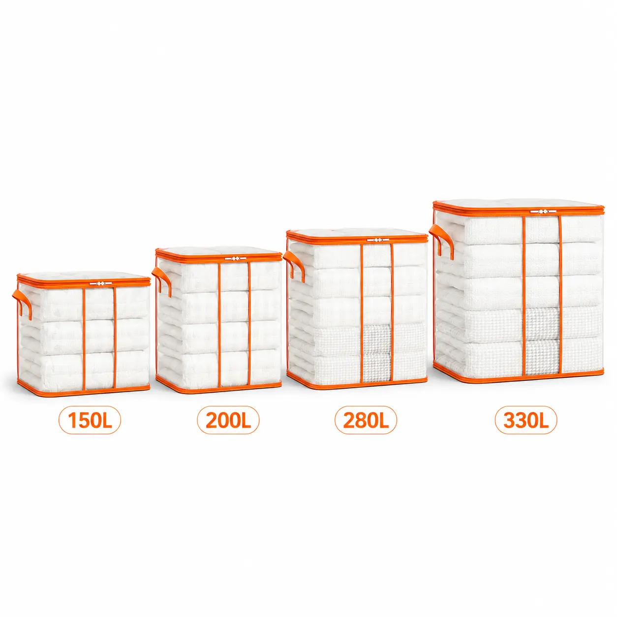 Contemporary Storage Organizer Boxes, Large Transparent Stackable PVC Vinyl Bags with Reinforced Handles, Waterproof for Moving, Bedding