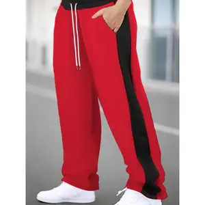 Men’s loose jogger sweatpants with side stripes and a drawstring waist, casual, comfortable, breathable pants for daily wear, men’s trousers for all seasons