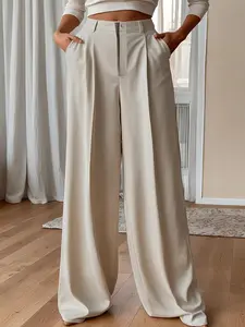 Women's Plus Size Pure Color Elastic Waist Pants, Casual Multi-Color Western Style Trousers, Comfortable and Stretchy Ladies' Jeans