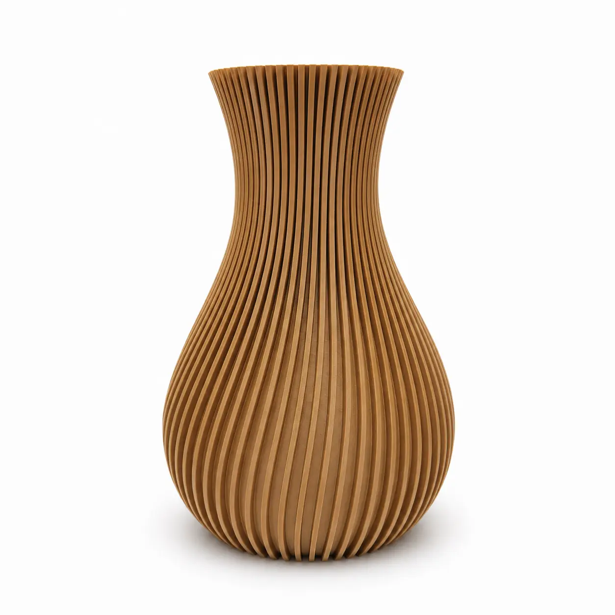 3D Printed Ribbed Vase - Modern Minimalist Decorative Vase for Shelf, Living Room & Bedroom Decor