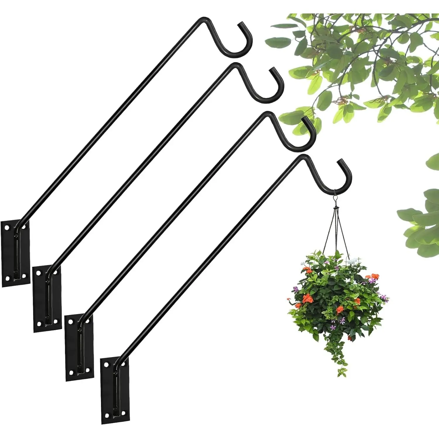 Deck Hook Bird Feeder Hanger Hook Wall Mounted 13.3 Inch 4 Pack for Planters,Plants Flower Suet Baskets,Lanterns,Wind Chimes Holiday Decoration (4)