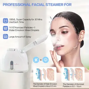 Facial Steamer, Nano Ionic Hot Face Steamer With Extendable Arm&360 °     Rotatable Sprayer, Professional Face Steamer For Home Facial Deep Cleaning, Protable Face Humidifier For Salon And Spa