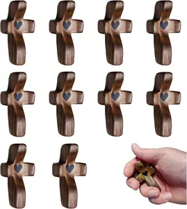 Cross My Heart, Encouragement Gift, Relieve Anxiety Comfort for Clutching, Clinging and Praying, Pocket Olive Wood Cross Religious Gift for Children and Adults