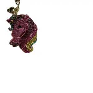 Pink Unicorn Bag Charm or Keychain with Sparkling Rainbow Accents and Gold Bell for Stylish Accessories