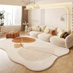 1pc Minimalist Style Living Room Decorative Carpet Fluffy Soft Irregular Bedroom Plush Rug Home Washable Non-slip Floor Mat Ins Lounge Leisure Carpet Fluffy Modern Rug