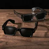 EUNOIALENS Men's 2 Pack Retro Chunky Square Rectangular Sunglasses Thick Black Plastic Frames with Metal Details, UV400 PC Lenses for Glare Free Vision, 90s Y2K Retro Street Vibe Shades, High Quality Sunglasses, Adults' Fashion Eyewear, Mens Gifts,sohochi
