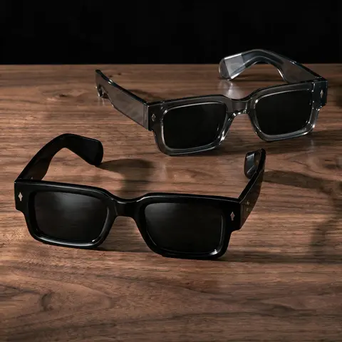 EUNOIALENS Men's 2 Pack Retro Chunky Square Rectangular Sunglasses Thick Black Plastic Frames with Metal Details, UV400 PC Lenses for Glare Free Vision, 90s Y2K Retro Street Vibe Shades, High Quality Sunglasses, Adults' Fashion Eyewear, Mens Gifts,sohochi