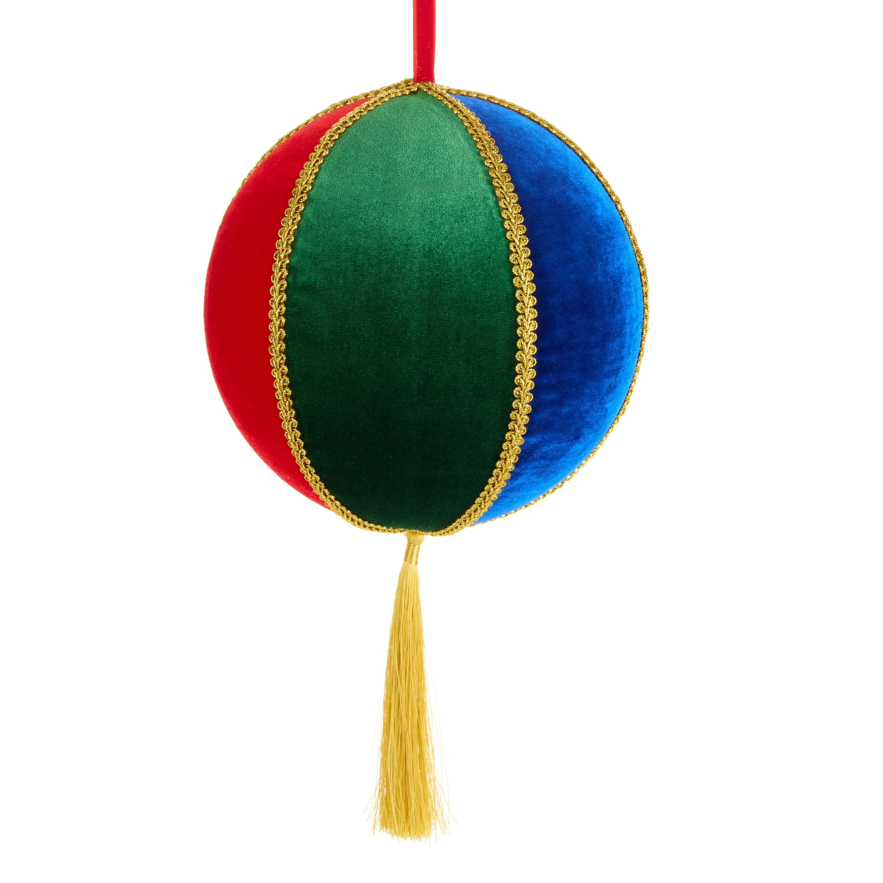 13" Multi Velvet Ornament With Gold Tassel