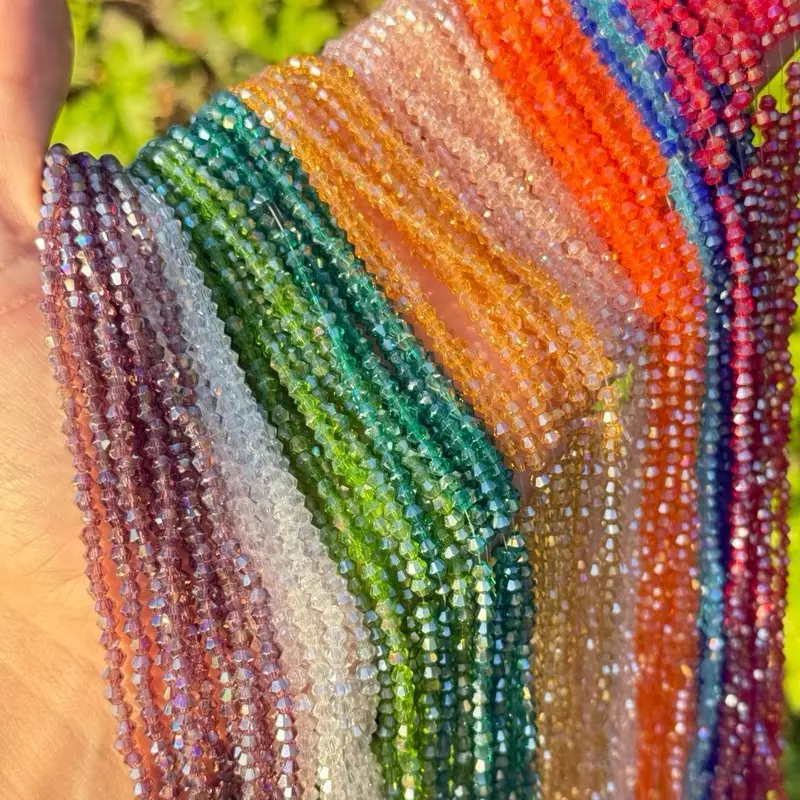 3mm or 4mm AB Faceted Bicone Glass Beads Strand Jewelry Making Choose Your Color