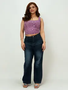 Summer Girls' Crop Top Sleeveless, Pearl Flower Handmade Beaded Embroidery Luxury Vacation Party Vest, Casual Fashion Women's Tops