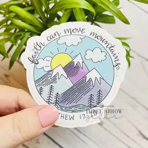 Faith Can Move Mountains 3" Matthew 17:20 Bible Verse Decorative Sticker - Three Arrow Gifts