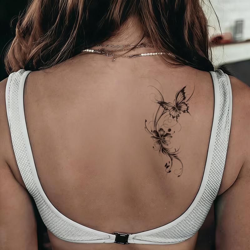 Herbal Temporary Tattoo Stickers 4pcs - 10 Seconds to Stick Stays Vibrant for 7+ Days Butterfly Design temporary tattoo sticker