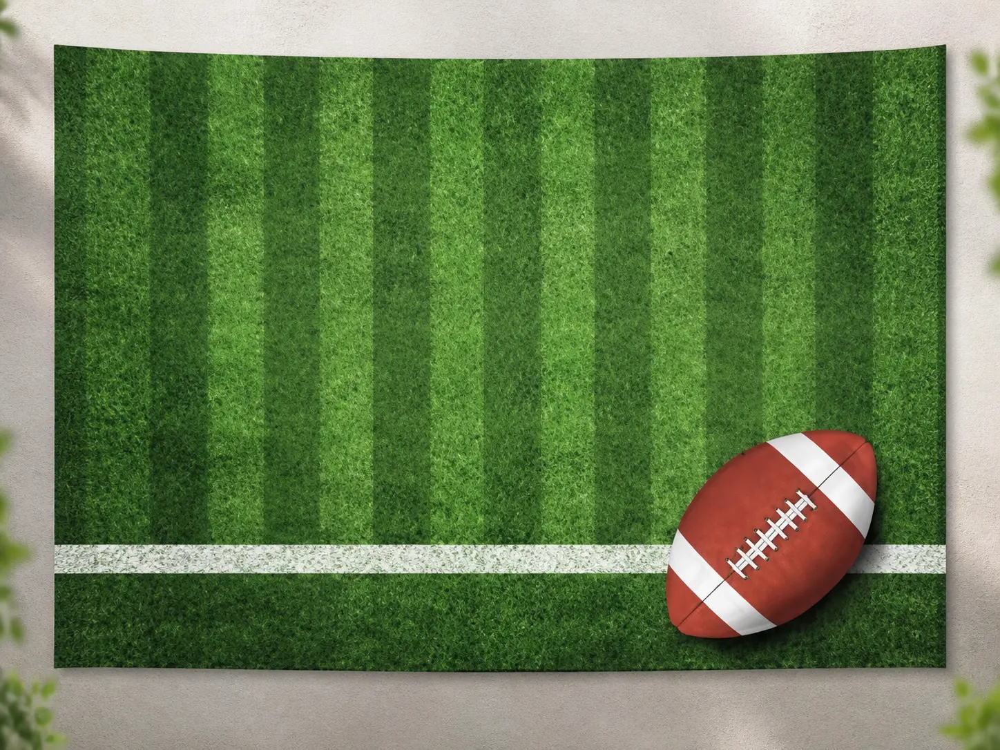 American Football Field Polyester Backdrop, Green Turf and Football Photography Background for Sports Parties and Team Events