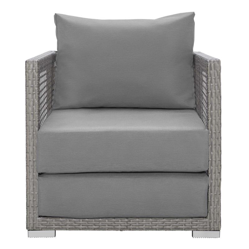 Modway Aura Rattan Outdoor Patio Armchair in Gray Gray