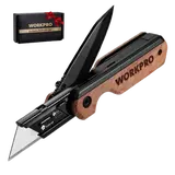 #blackfriday WORKPRO 2-in-1 Folding Knife/Utility Knife, Quick-Change Box Cutter with Belt Clip, Liner Lock, and G10 Handle, Extra 10 SK5 Blades Included