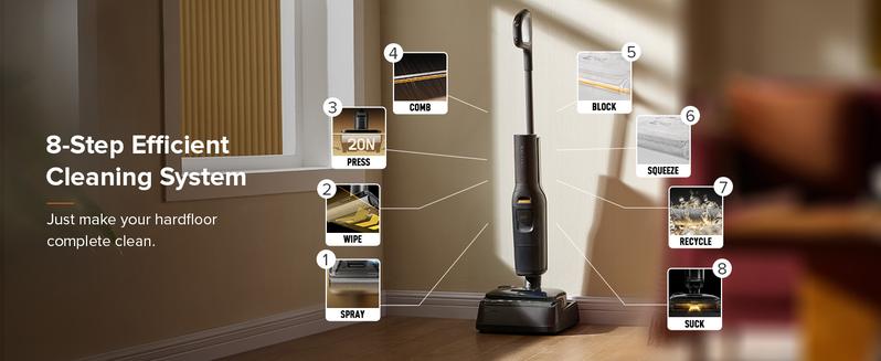 Roborock F25 Wet Dry Vacuum Cleaner, Cordless, All in One with 20000Pa, 194°F Hot Air Flash Drying & High temperature Self Cleaning