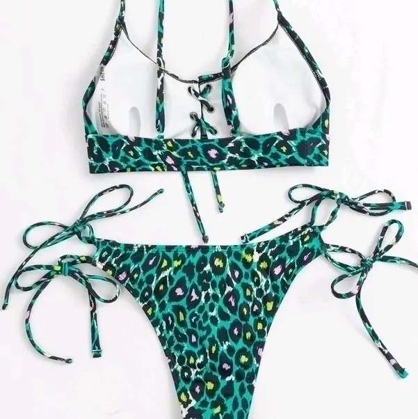 Green Cheetah print swimsuit