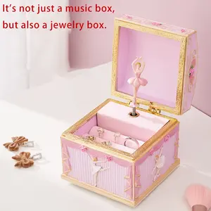 Ballerina Themed Swan Lake Musical Jewelry Box, 1 Count Clockwork Musical Jewelry Box with Drawer, Gift for Friends & Family, Home Decor, Decorative Jewelry Box