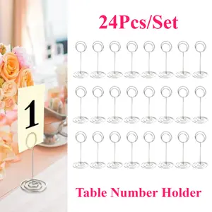 24Pcs/Set Party Card Table Menu Clip with Base,3.35 Inch Multipurpose Card Holder,Durable Rust-Resistant Memo Holder for Wedding Reception Birthday Party,Halloween Christmas Gifts,Home Supplies