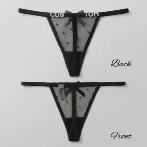 Custom Personalized Name Thong for Women with Rhinestone Letters(sliver/gold), sexy breathable dot mesh lace panties, custom distintive special Lingerie Gift for your beloved one