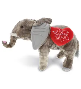 PLUSH I LOVE YOU RED HEART - WILD COLLECTION PLUSH - 12" ELEPHANT