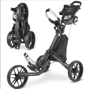 Kayoura Golf Push Cart 3 Wheel: Foldable Golf Bag Cart with Phone, Cup & Umbrella Holder - Compact Golf Pull Carts, Quick Fold Golf Caddy Push Carts with Large Wheelbase for All Terrain lightweight walking golf trolley foldable hand cart bag boy motorized