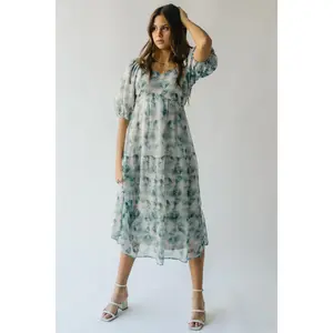 The Sardoni Patterned Midi Dress in Green Floral