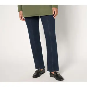 Denim & Co. Regular Indigo Cozy Touch Straight Leg Jean w/ Seaming
