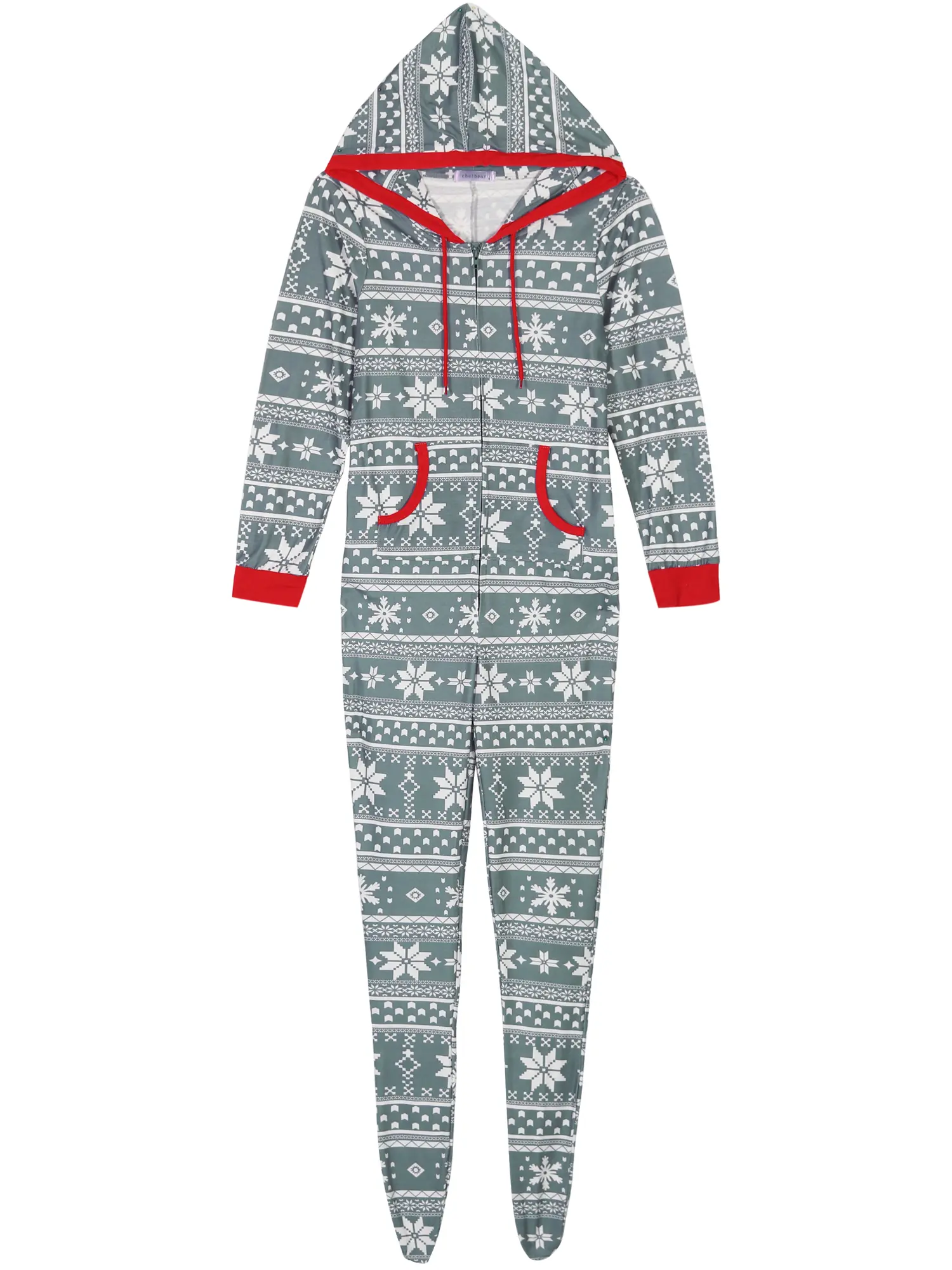INSPIRE CHIC Pajama Zipper Family Long Sleeve Set with Pockets