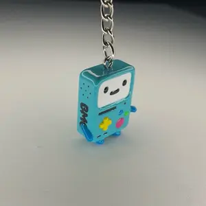 Adventure Time Inspired BMO Keychain - Glossy Cute Little Charm for Keys Gifts Holidays Christmas Television Games Fun Purses Wallets Bags Backpacks Teens Kids Adults Popular Toys Minifigures Figurine