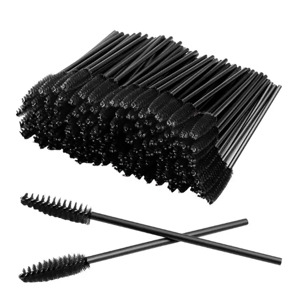 100 Pcs Disposable Eyelash Mascara Brushes for Eye Lashes Extension Eyebrow and Makeup (Black)