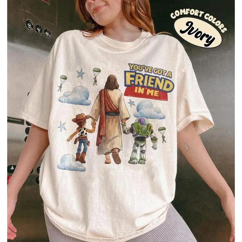 Comfort Colors Retro Jesus You've Got A Friend In Me T-shirt, Jesus Story Tshirt, Faith Friendship Shirt, Jesus Tee, Christian Shirt